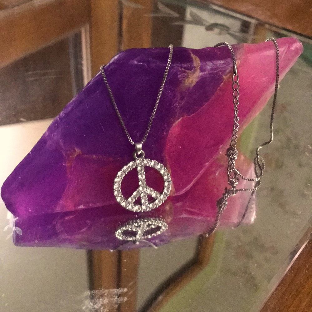 THREE FOR $22 Peace Sign Rhinestone Necklace 🌸